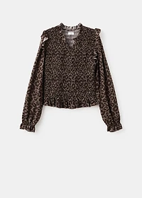 Leopard-print flowy blouse
