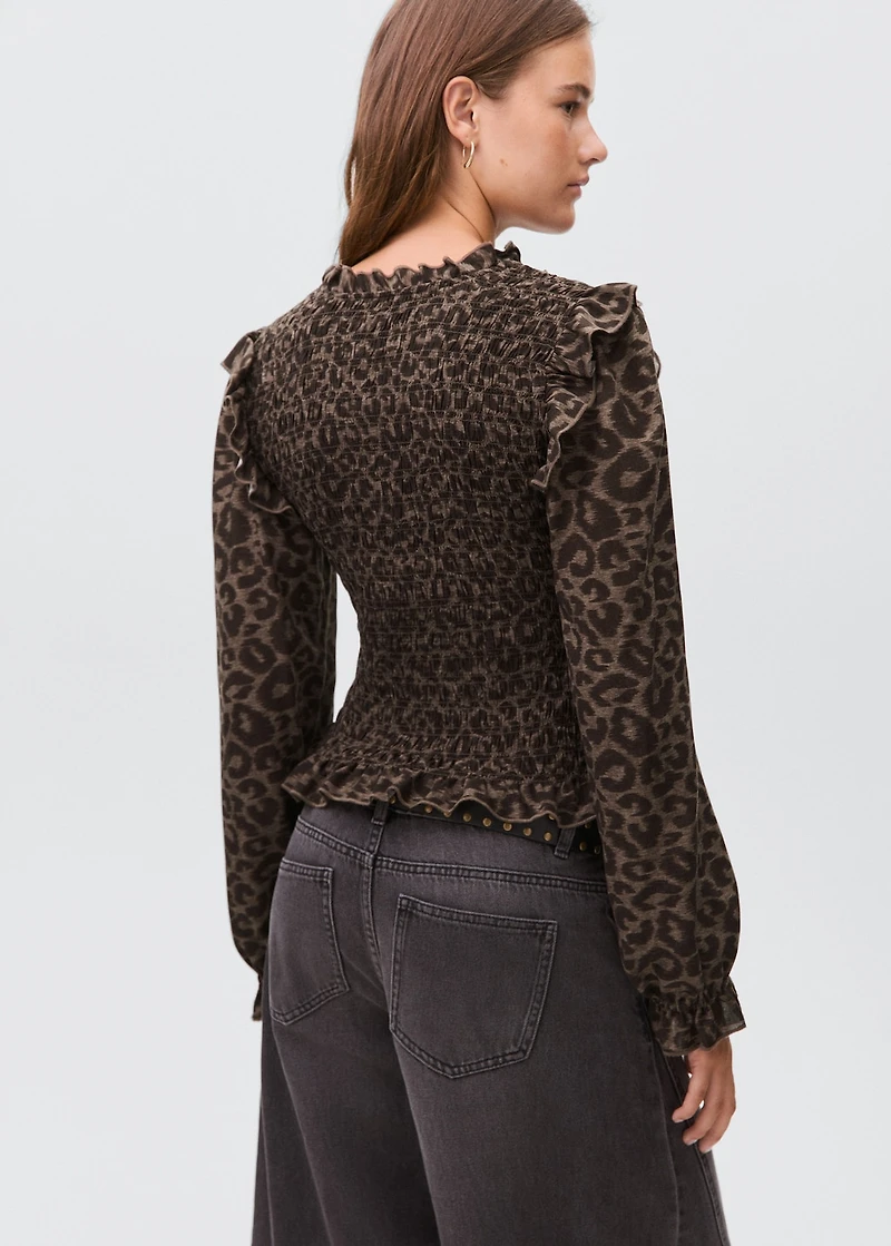 Leopard-print flowy blouse