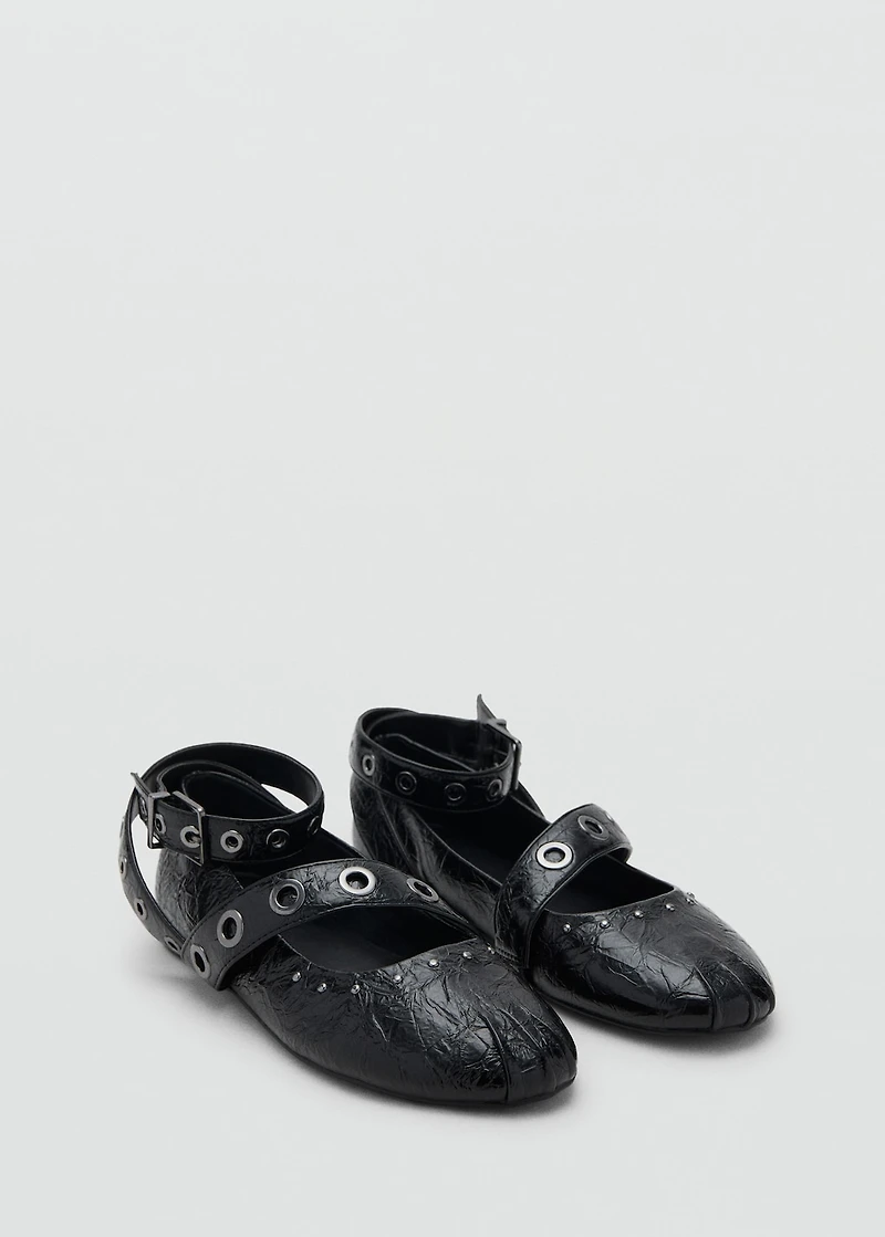 Ballet flats with studded straps