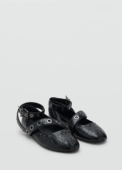 Ballet flats with studded straps