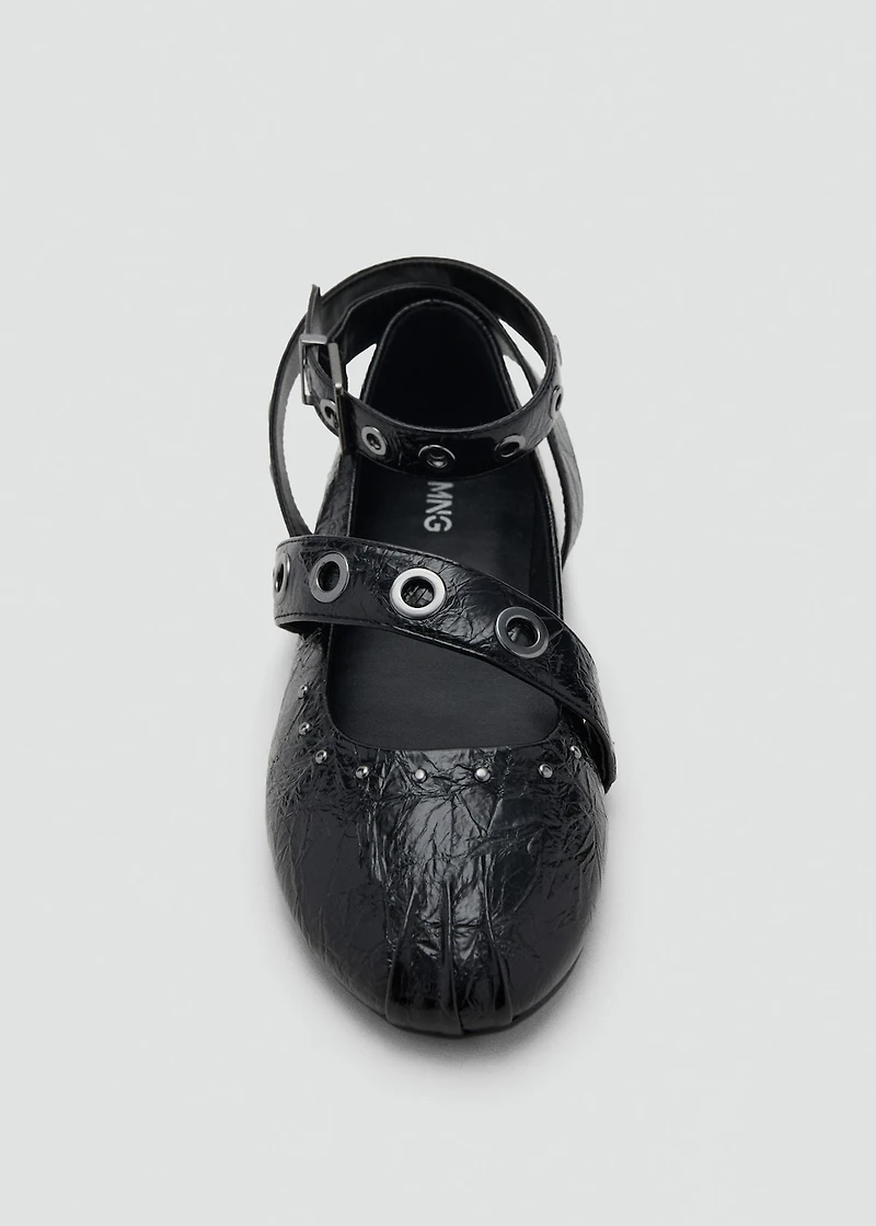 Ballet flats with studded straps