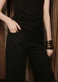 Wide-leg paisley-print jeans