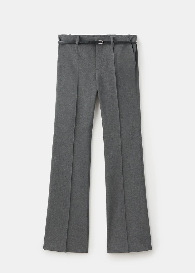 Belt straight-fit pants