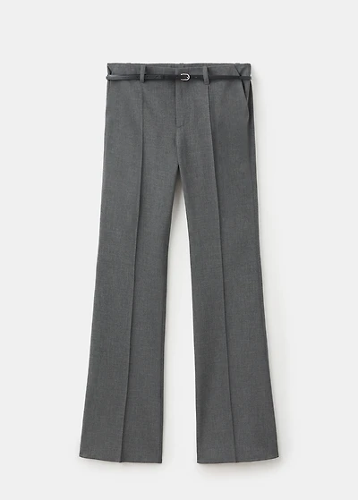 Belt straight-fit pants