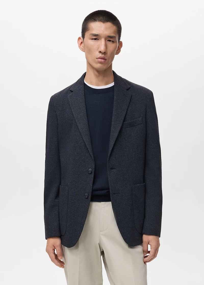 Slim-fit herringbone tailored jacket