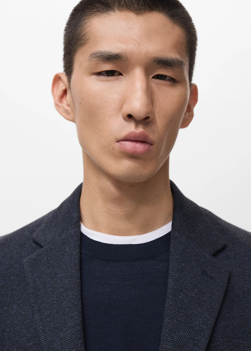 Slim-fit herringbone tailored jacket