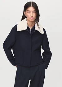 Wool-blend jacket with shearling collar