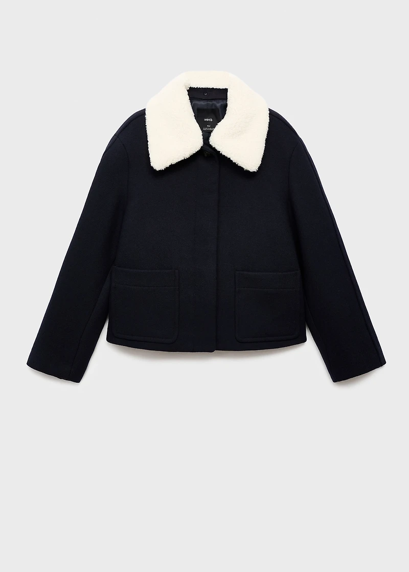 Wool-blend jacket with shearling collar
