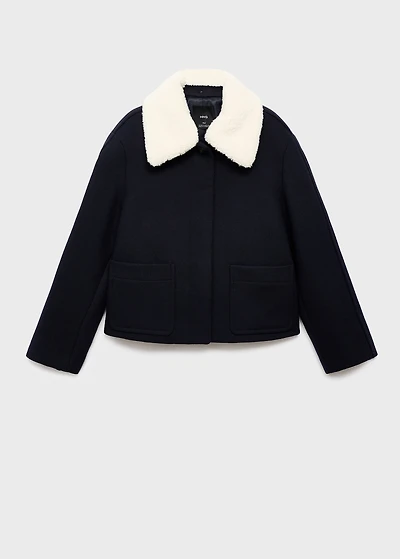 Wool-blend jacket with shearling collar
