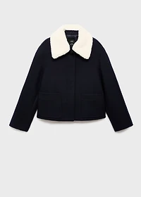 Wool-blend jacket with shearling collar