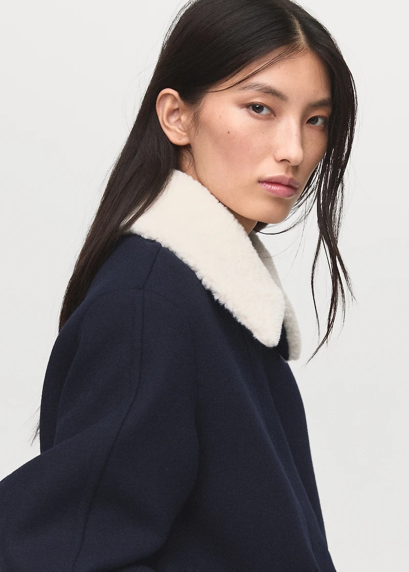 Wool-blend jacket with shearling collar