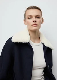 Wool-blend jacket with shearling collar