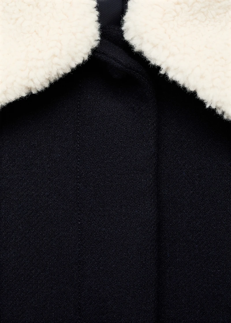 Wool-blend jacket with shearling collar