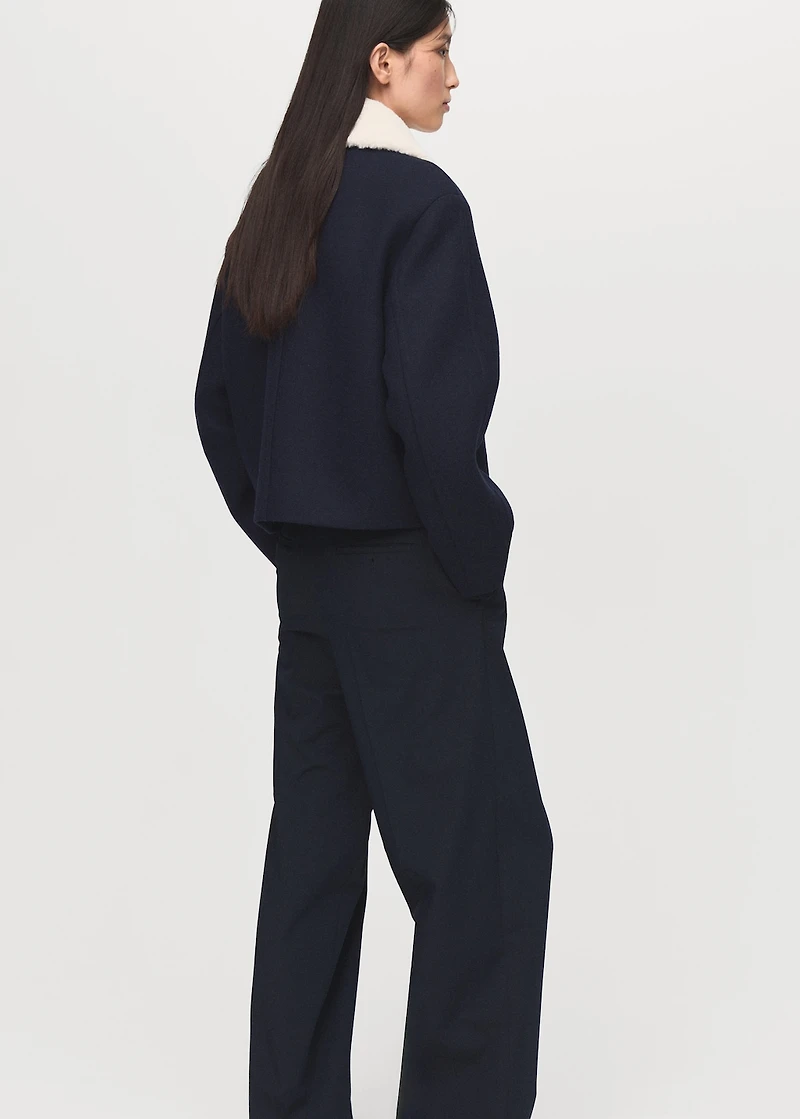 Wool-blend jacket with shearling collar