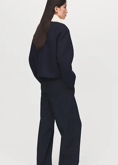 Wool-blend jacket with shearling collar