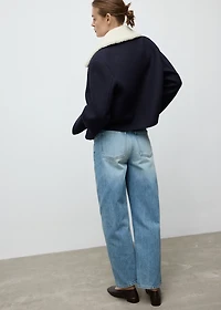 Wool-blend jacket with shearling collar