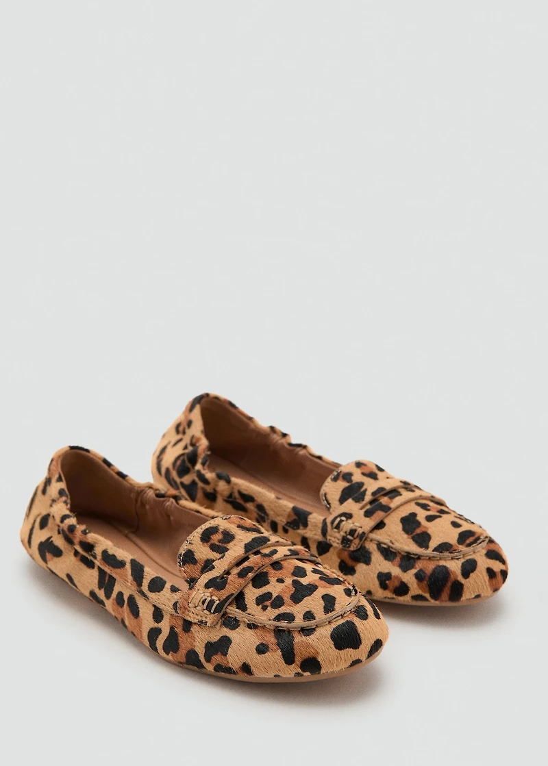 Leopard-print leather moccasins