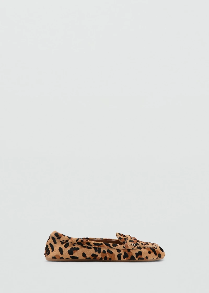 Leopard-print leather moccasins