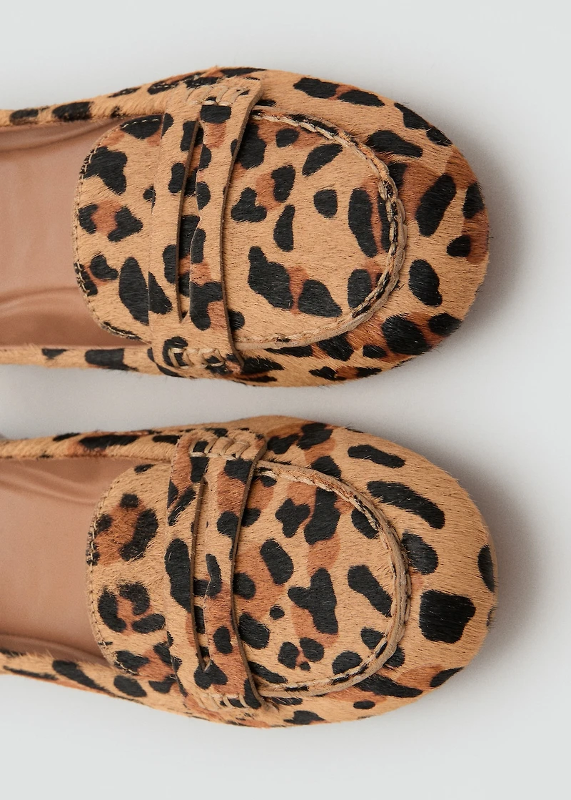 Leopard-print leather moccasins