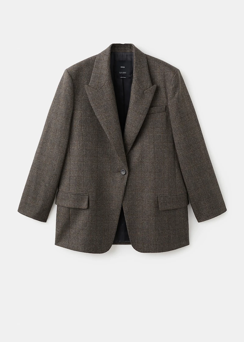 Micro houndstooth wool blazer