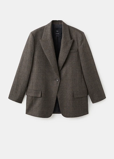 Micro houndstooth wool blazer