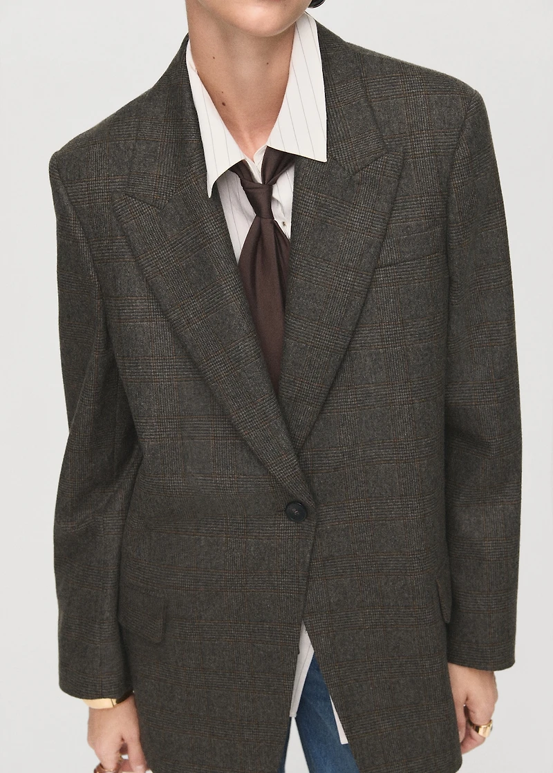Micro houndstooth wool blazer