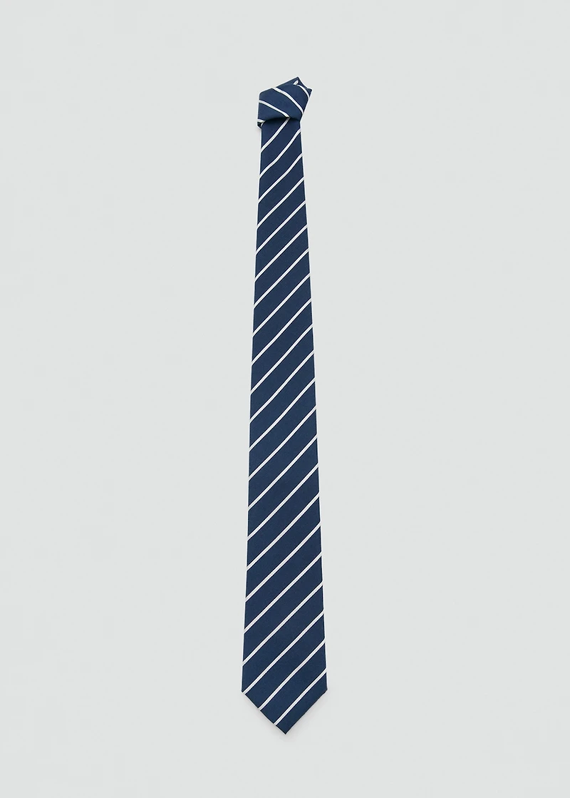 Striped silk cotton tie