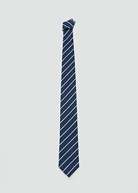 Striped silk cotton tie