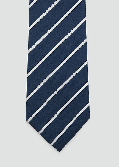 Striped silk cotton tie