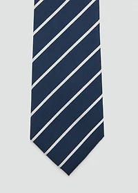 Striped silk cotton tie