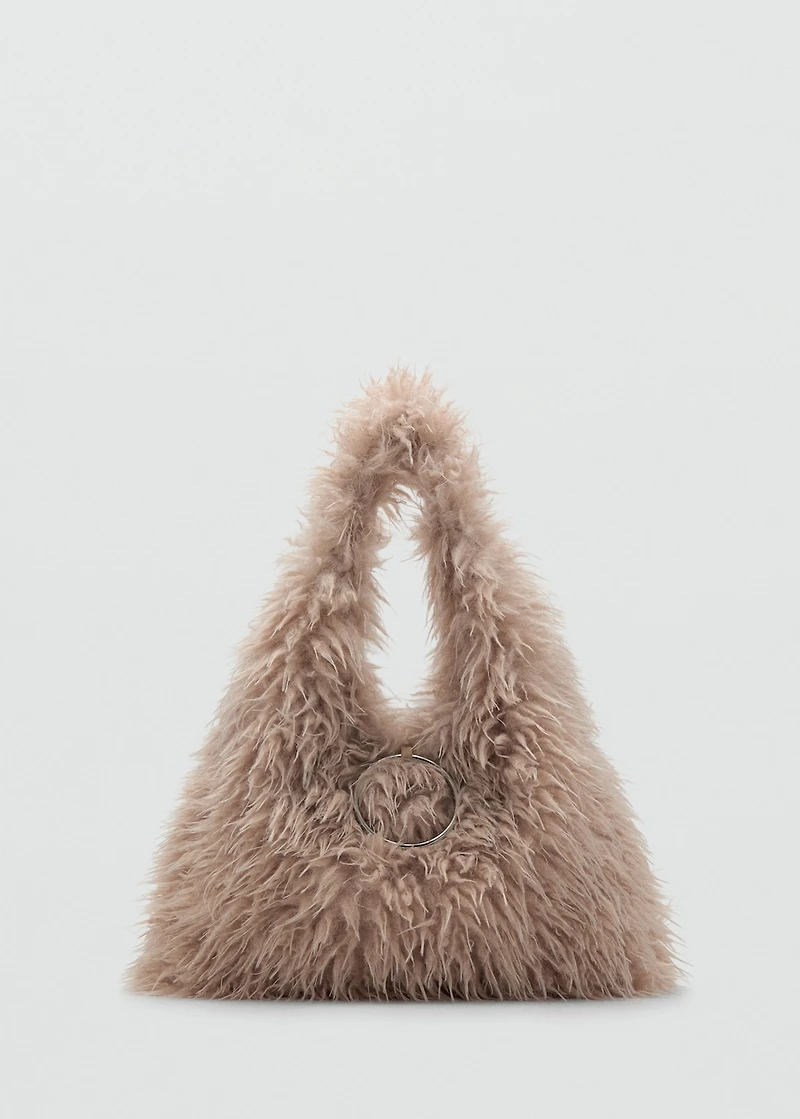 Shoulder bag with fur and hoop detail