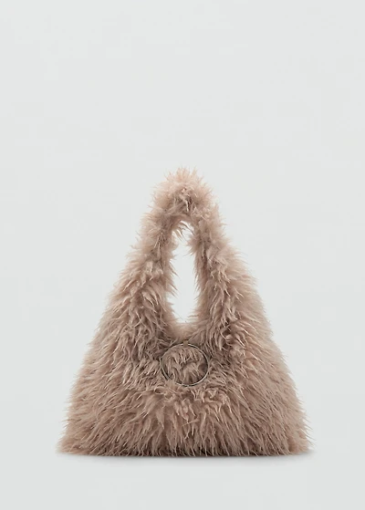 Shoulder bag with fur and hoop detail
