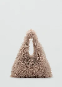 Shoulder bag with fur and hoop detail