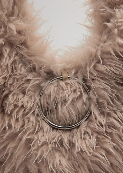 Shoulder bag with fur and hoop detail