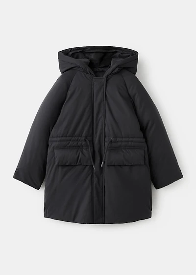 Anorak with shearling-effect hood