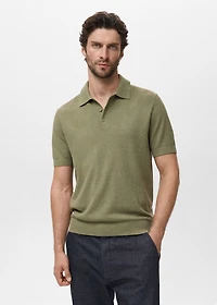 Ribbed knit polo shirt