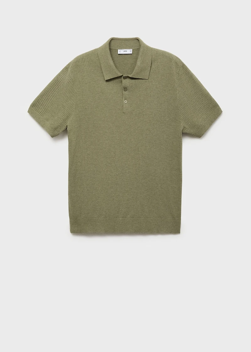 Ribbed knit polo shirt