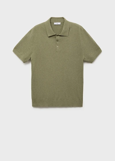 Ribbed knit polo shirt