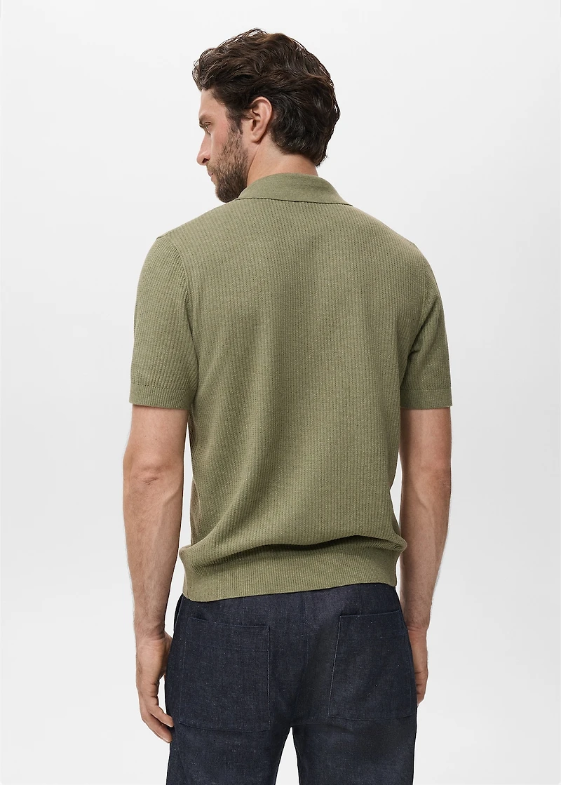 Ribbed knit polo shirt