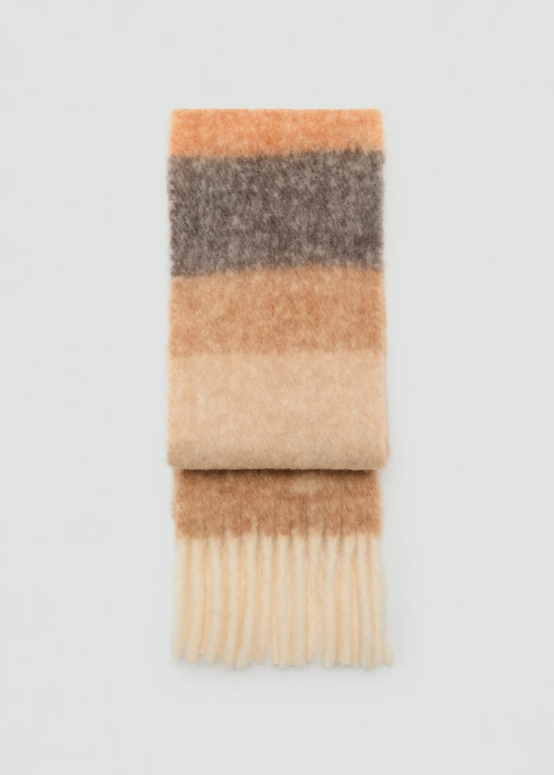 Striped scarf with fringed ends