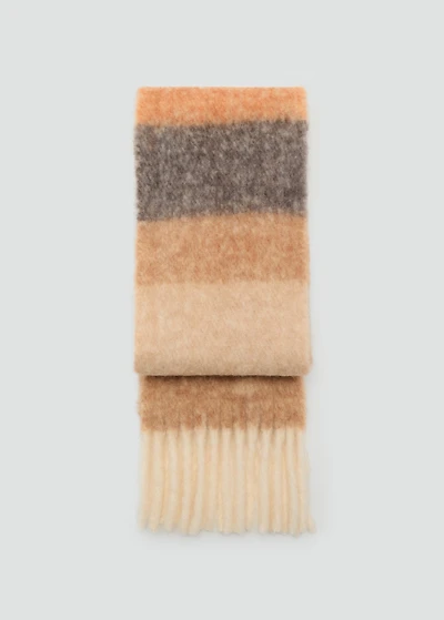 Striped scarf with fringed ends