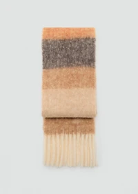 Striped scarf with fringed ends