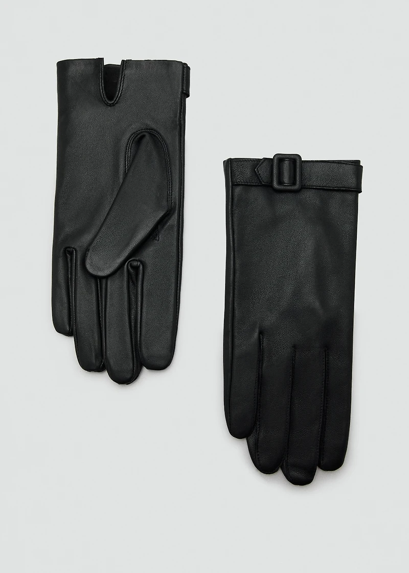 Leather gloves with buckle