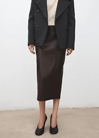 Faux-leather pencil skirt
