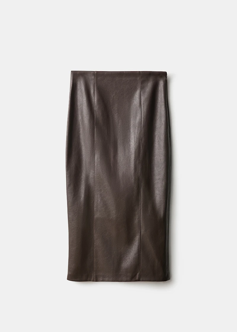Faux-leather pencil skirt