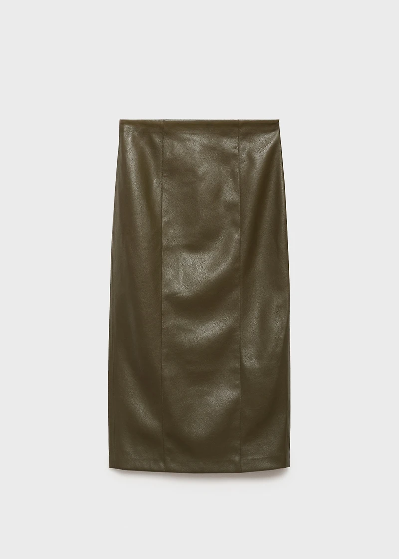 Faux-leather pencil skirt