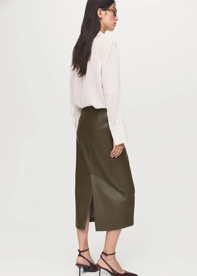 Faux-leather pencil skirt