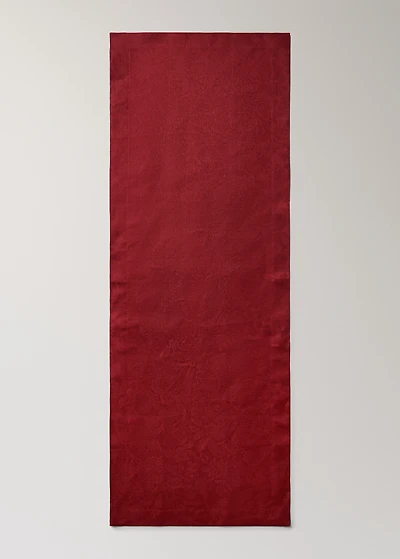 Jacquard linen floral table runner