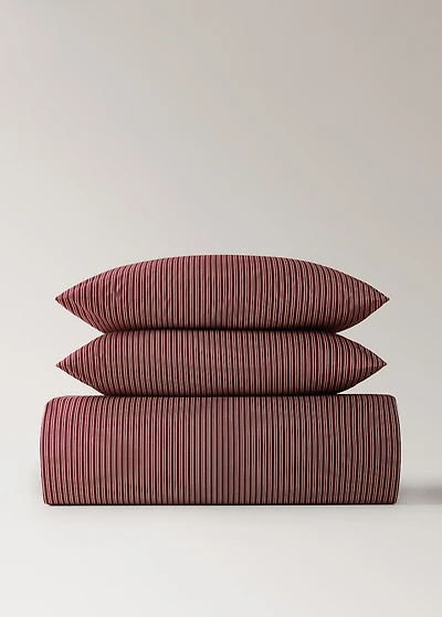 200-thread count percale cotton reversible striped duvet cover for 53.15/55.12 bed