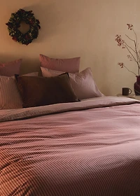 200-thread count percale cotton reversible striped duvet cover for 53.15/55.12 bed